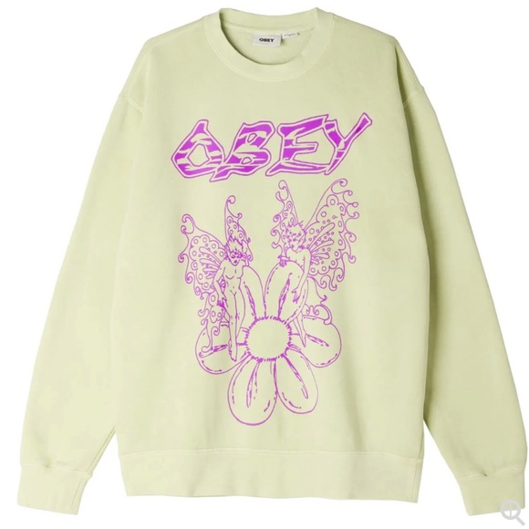 Obey Tops - OBEY FLOWER FAIRIES HEAVYWEIGHT Pigment Crewneck